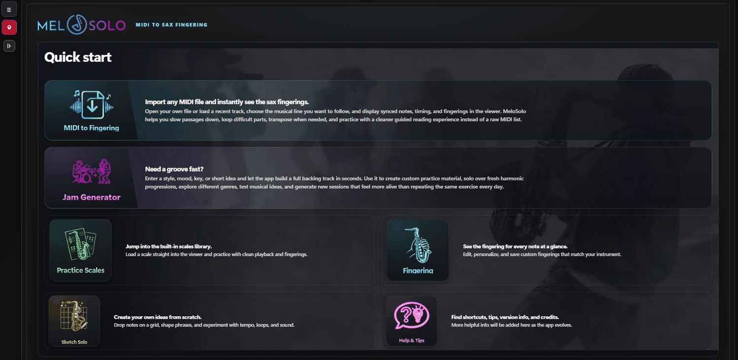 Importing a MIDI file in MeloSolo